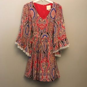 ModCloth red paisley boho style dress size small